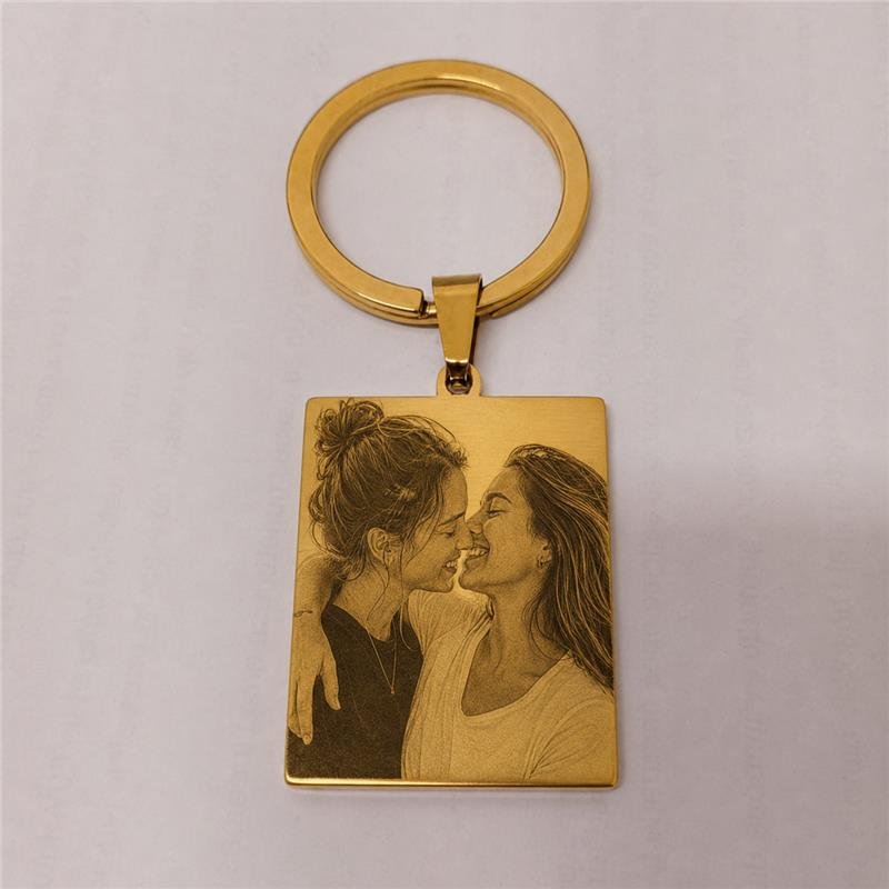 CHAVEIRO PERSONALIZADO COM FOTO AÇO INOXIDÁVEL DOURADO