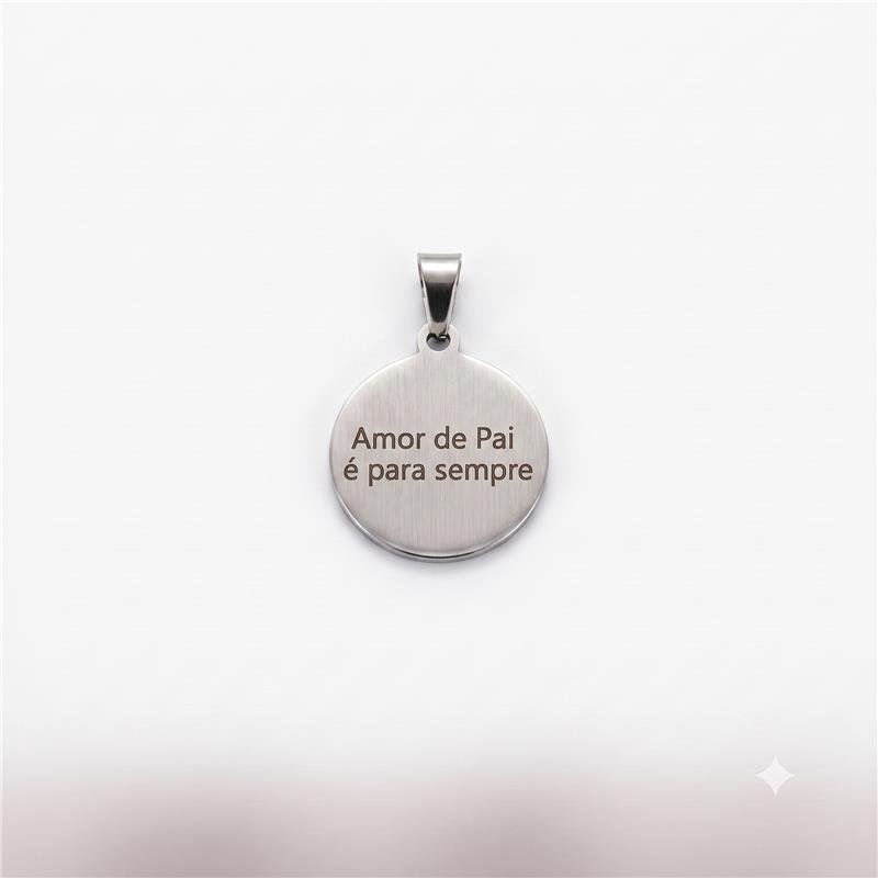 PINGENTE MEDALHA COM FOTO E FRASE NO VERSO AÇO INOXIDÁVEL
