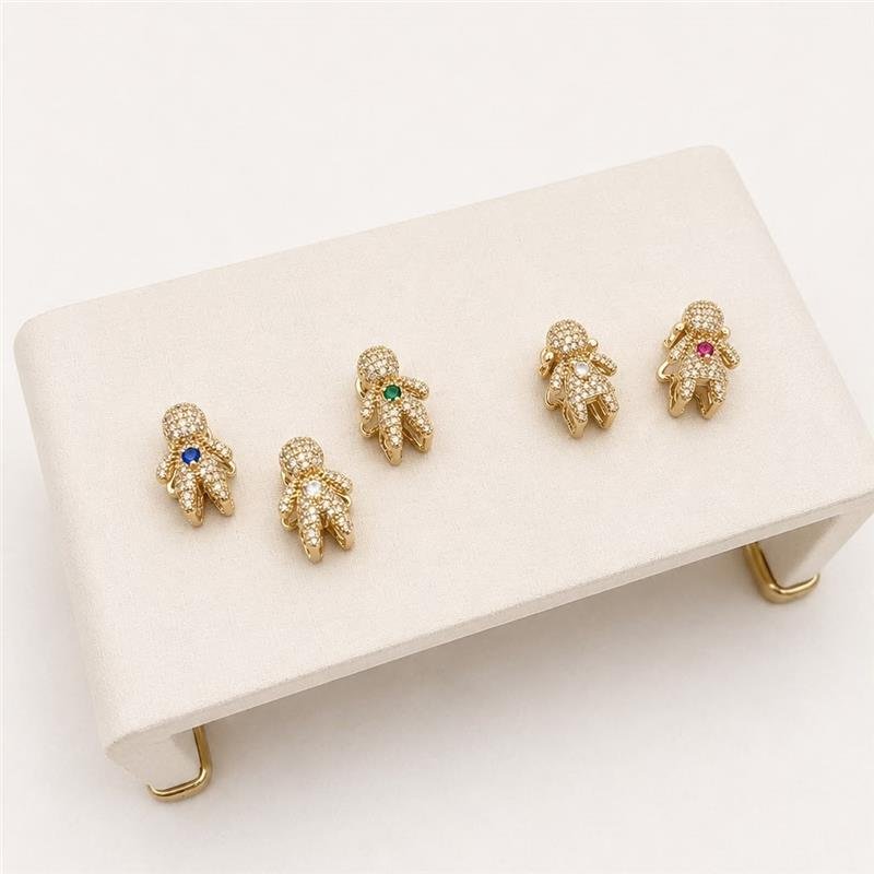  PINGENTE MENINO CRAVEJADO CORAÇÃO VERDE BANHO OURO 18K -IGUAL PG258-