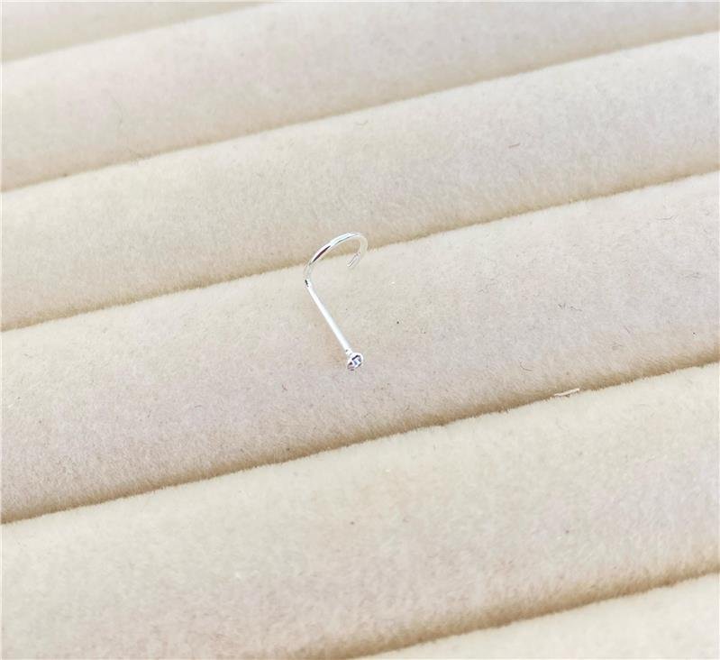 PIERCING NOSTRIL NARIZ PEDRA CRISTAL PRATA 950