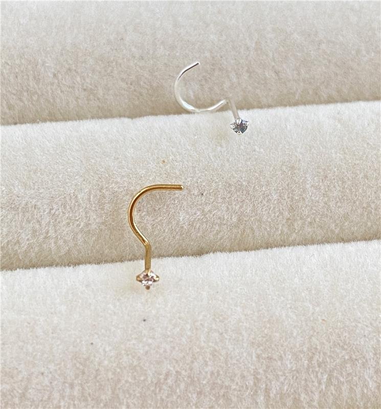 PIERCING NOSTRIL NARIZ PEDRA CRISTAL PRATA 950