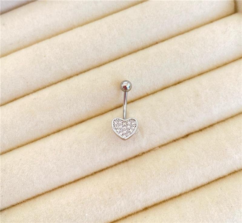 PIERCING UMBIGO CORAÇÃO CRAVEJADO AÇO INOXIDÁVEL 