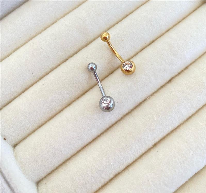 PIERCING UMBIGO BOLINHA AÇO INOXIDÁVEL BANHO OURO 18K