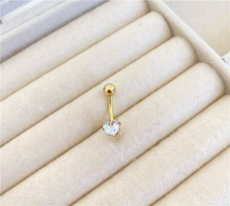 PIERCING UMBIGO CORAÇÃO AÇO INOXIDÁVEL BANHO OURO 18K