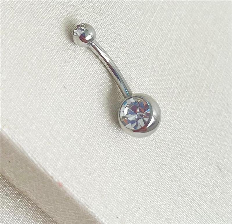 PIERCING UMBIGO BOLINHA COM ZIRCÔNIA AÇO INOXIDÁVEL 