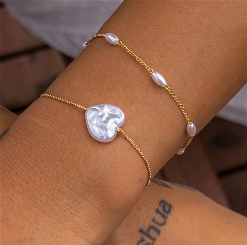 PULSEIRA RABO DE RATO PÉROLADO BANHO OURO 18K 