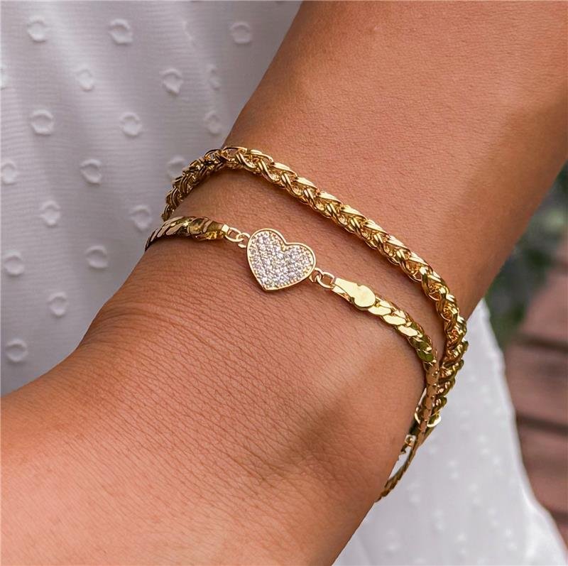 PULSEIRA ELOS ENTRELAÇADOS BANHO OURO 18K 