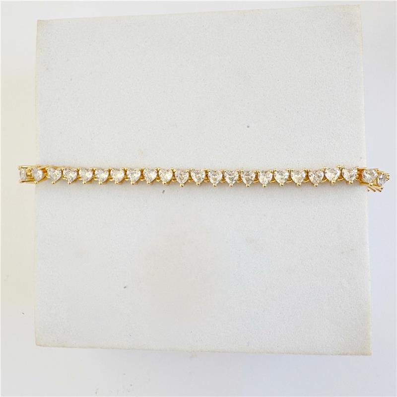 PULSEIRA CORAÇÕES ZIRCÔNIA CRISTAL BANHO OURO 18K