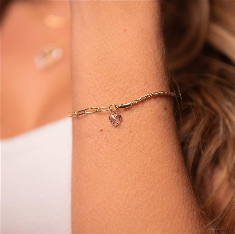 PULSEIRA 2 EM 1 CORDÃO BAIANO E ELO AMERICANO COM PINGENTE CORAÇÃO BANHO OURO 18K