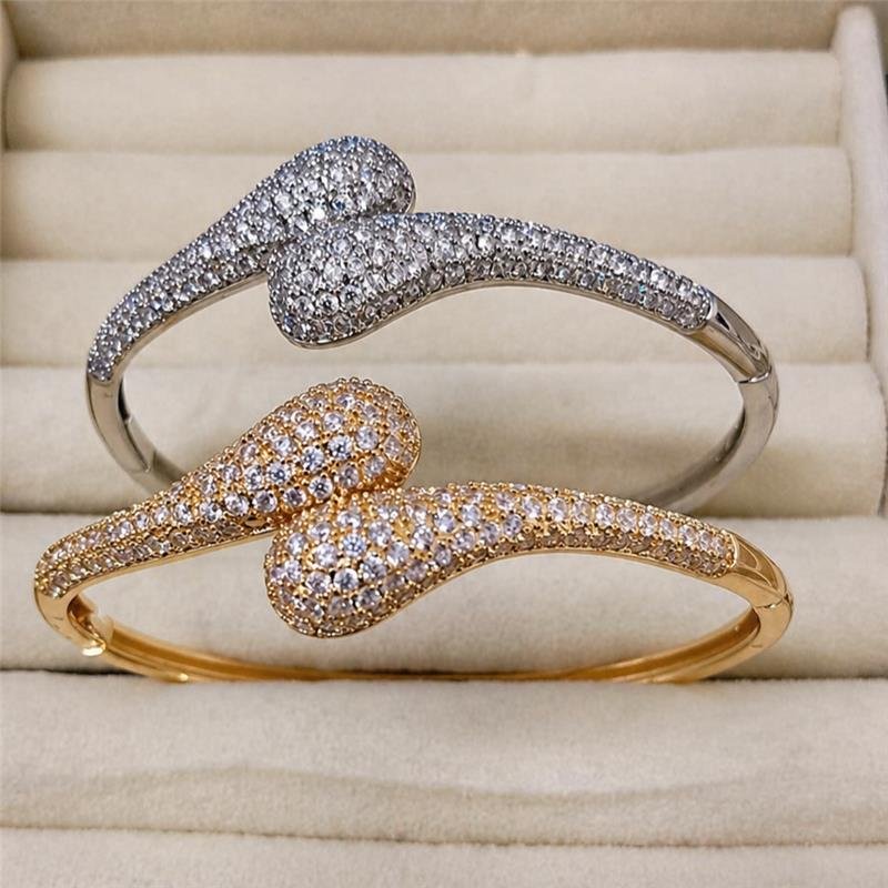 BRACELETE GOTA DUPLA CRAVEJADA BANHO PRATA 950