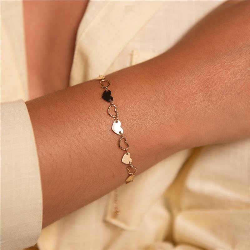 PULSEIRA CORAÇÕES BANHO OURO18K