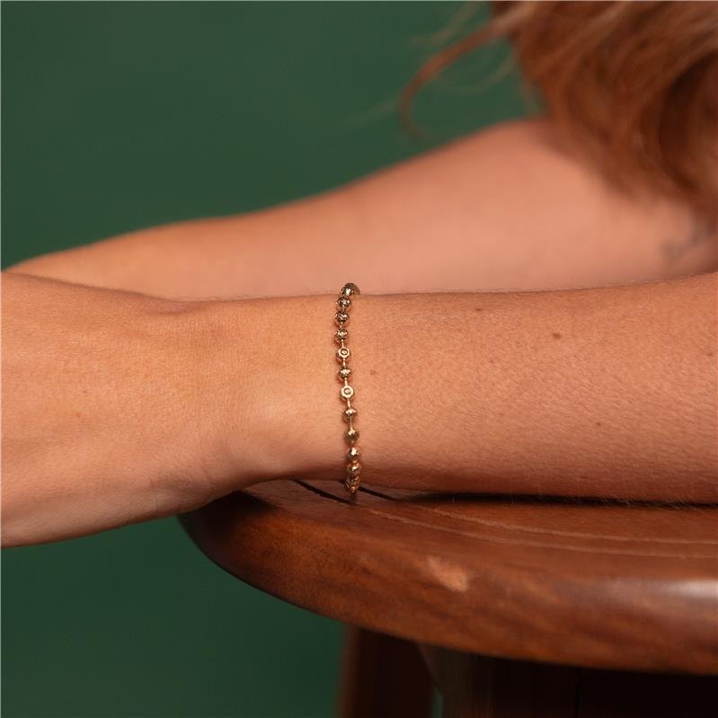 PULSEIRA REGULAVEL BOLINHA BANHO OURO 18K