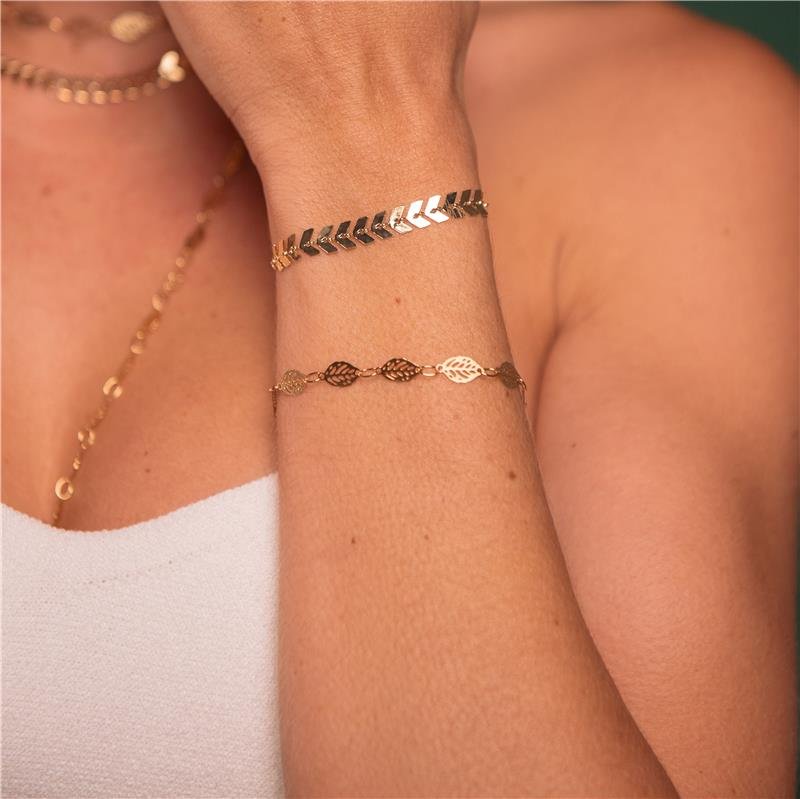 PULSEIRA FOLHAS DE OLIVEIRA FECHO GRAVATA BANHO OURO 18K -BREVE REPOSIÇÃO