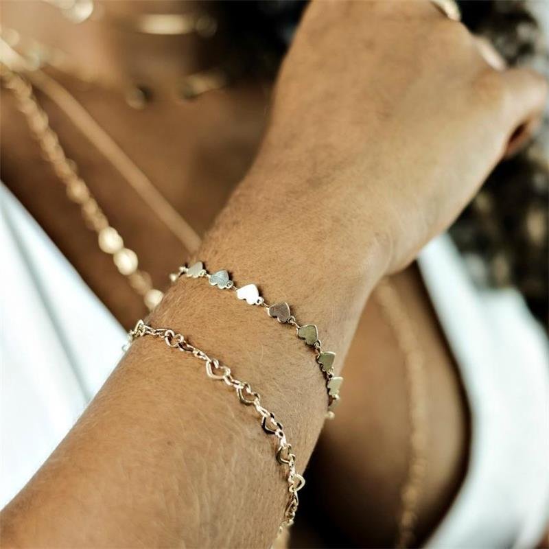 PULSEIRA CORAÇÃO LISO BANHO OURO 18K