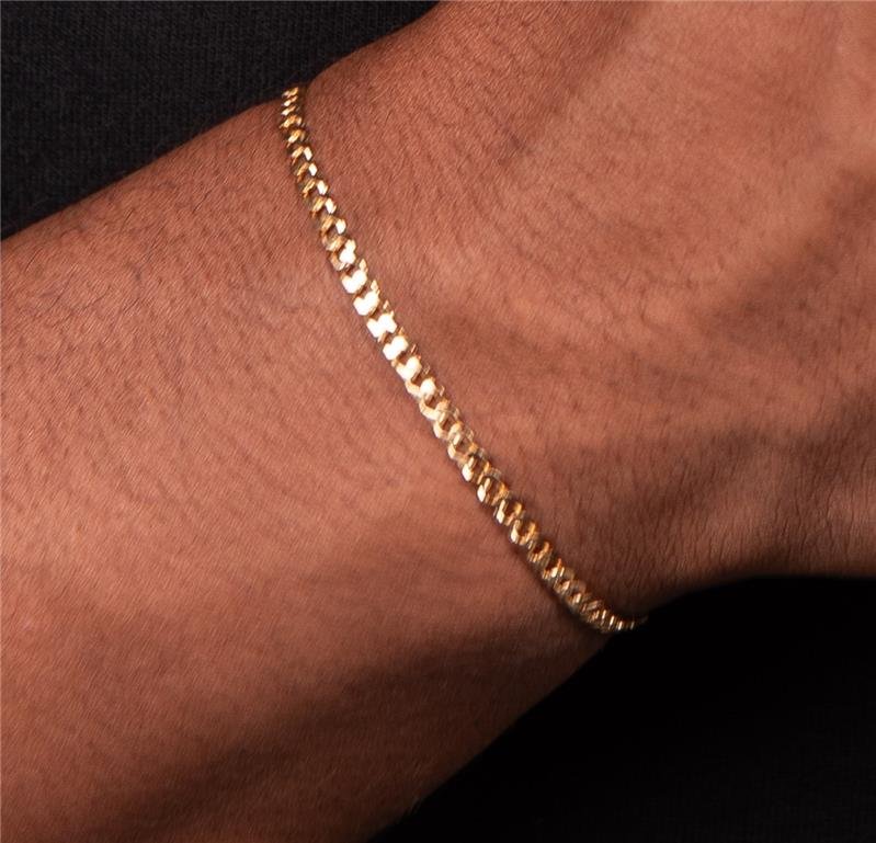 PULSEIRA MASCULINA GRUMET 3MM INFANTIL BANHO OURO 18K 