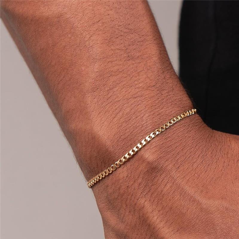 PULSEIRA MASCULINA GRUMET 3MM INFANTIL BANHO OURO 18K 