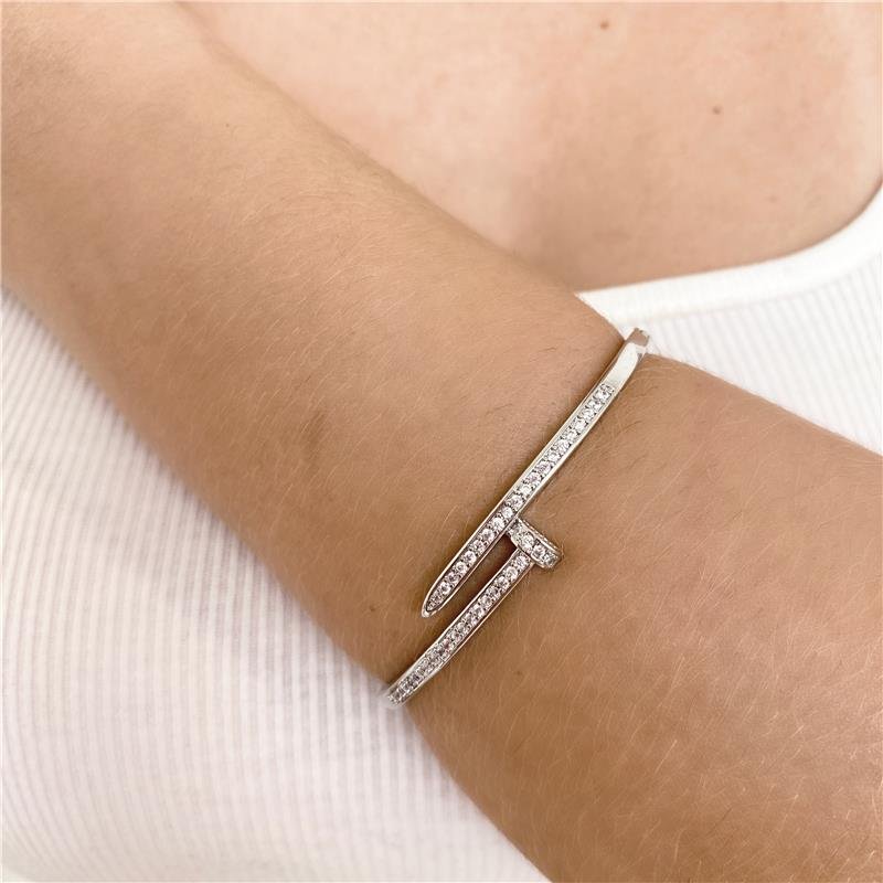  BRACELETE PREGO CRAVEJADO BANHO PRATA 950