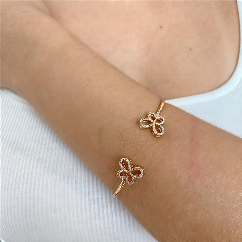 PULSEIRA BRACELETE BORBOLETA BANHO OURO 18K