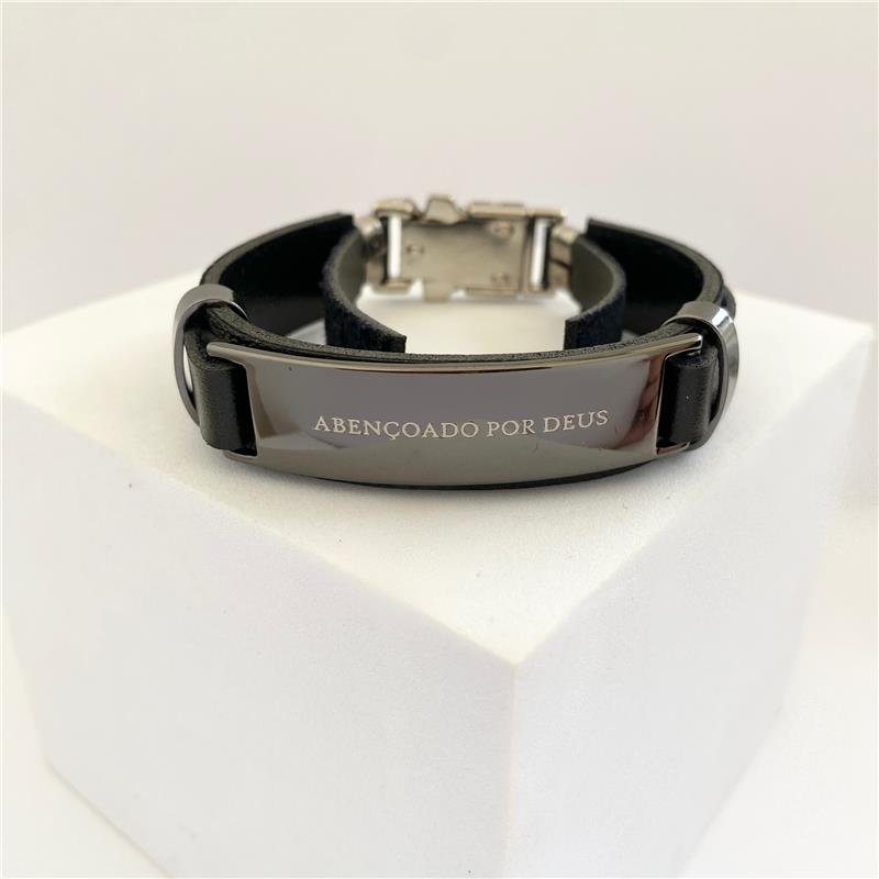 PULSEIRA MASCULINA CORINO ABENÇOADO POR DEUS FECHO ITALIANO AÇO INOX ESCOVADO
