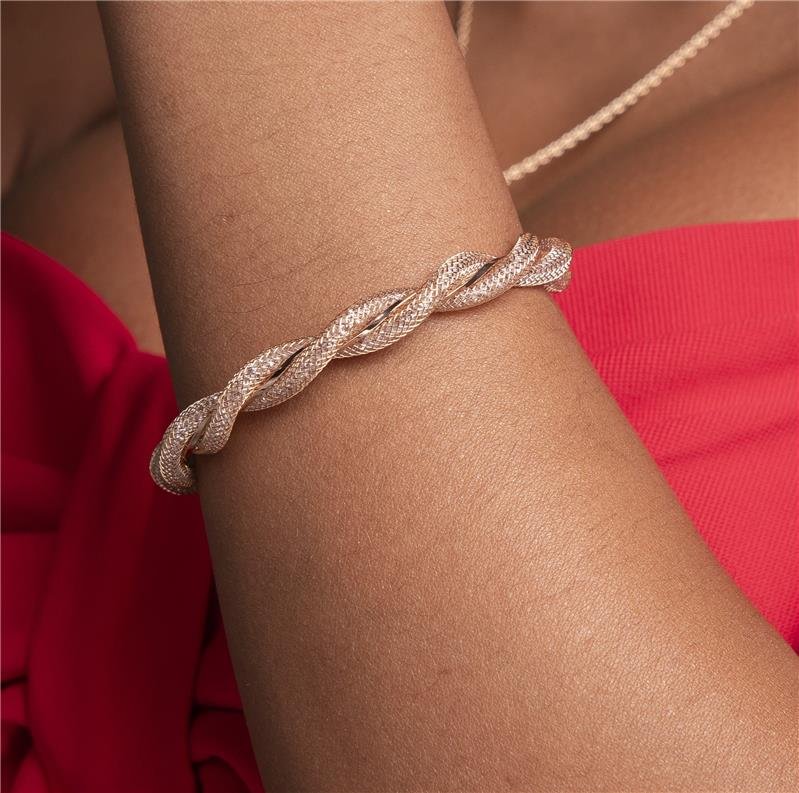 PULSEIRA TRANÇADA BRILHANTES BANHO OURO 18K