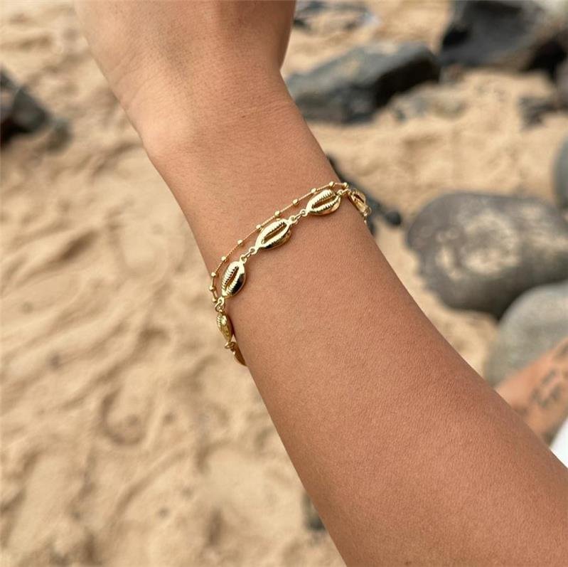 PULSEIRA BÚZIOS BANHO OURO 18K