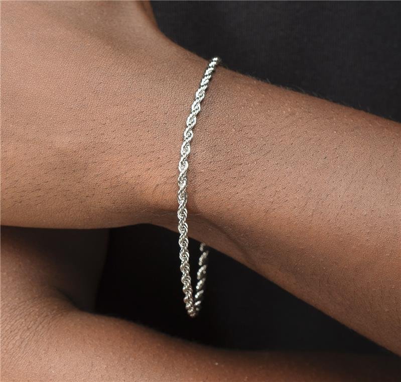 PULSEIRA MASCULINA CORDÃO BAIANO 3MM EM AÇO INOXIDÁVEL