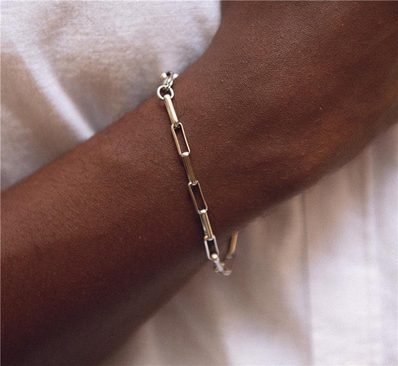 PULSEIRA MASCULINA ELO CADEADO EM AÇO INOXIDÁVEL 