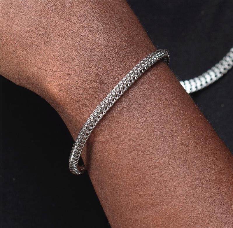 PULSEIRA MASCULINA GRUMET DUPLO DIAMANTADA EM AÇO INOXIDÁVEL