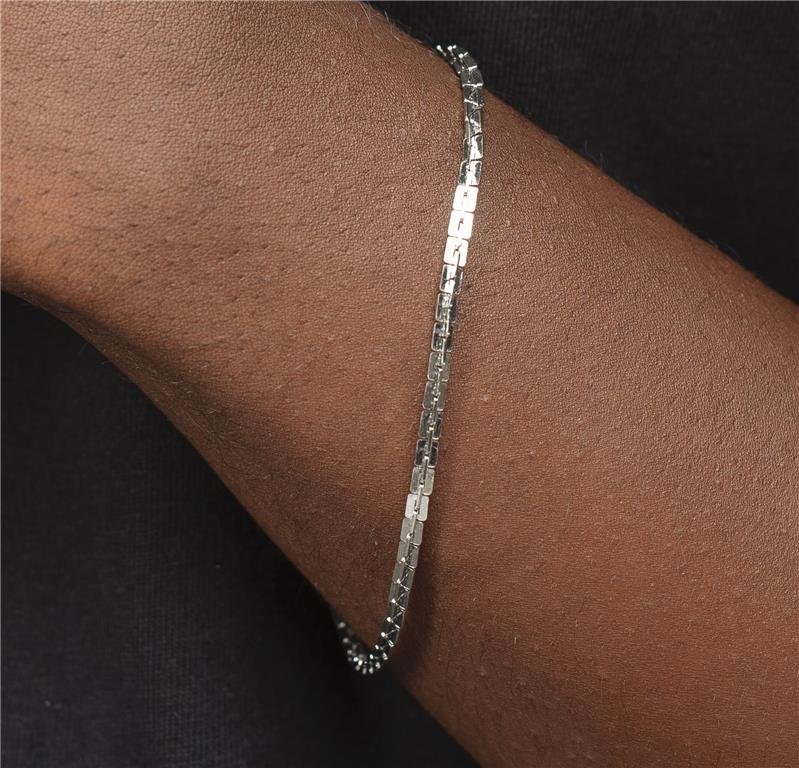 PULSEIRA MASCULINA BLOQUINHO DETALHADO EM AÇO INOXIDÁVEL