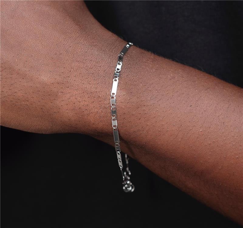 PULSEIRA MASCULINA ELO AMERICANO EM AÇO INOXIDÁVEL 