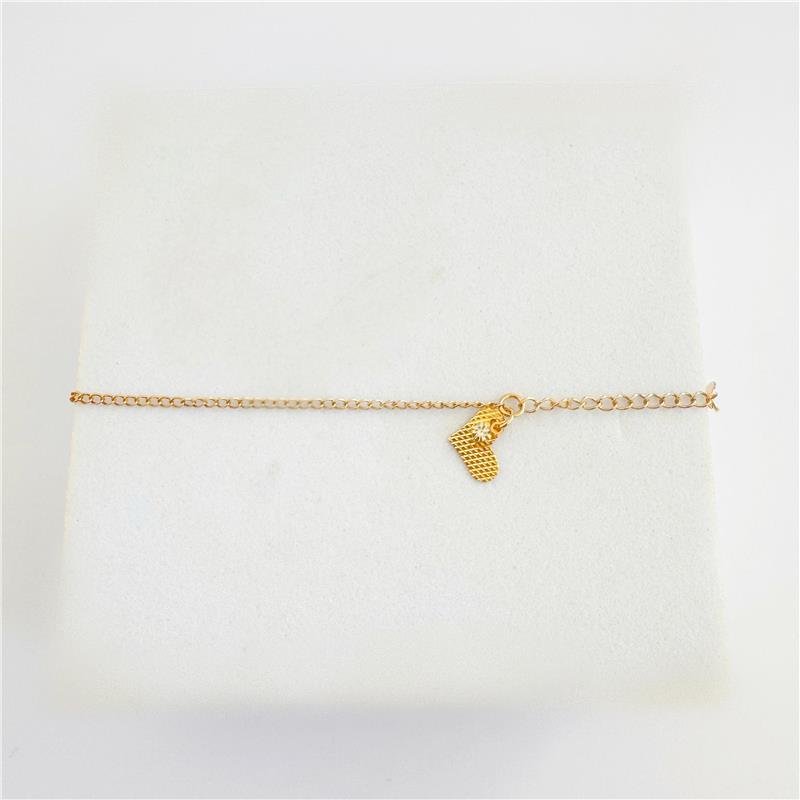 TORNOZELEIRA PINGENTES CORAÇÃO BANHO OURO 18K